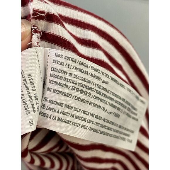 Hollister Red/White Stripe Long Sleeve Shoe Lace Collar Ladies Size Small - Picture 6 of 6